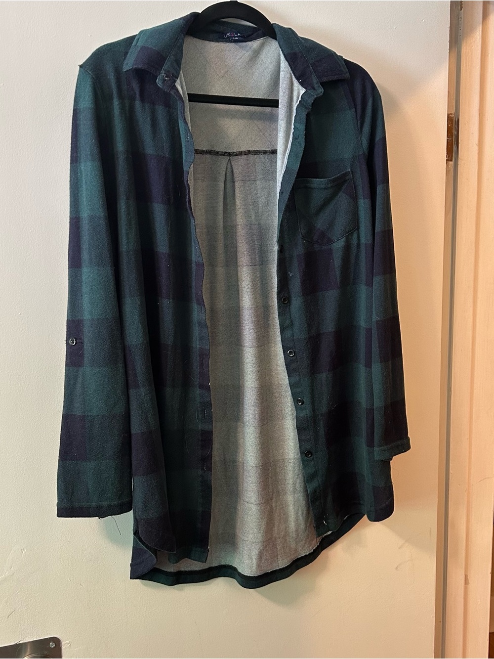 UK2LA Men's Green and navy Buffalo Plaid Shirt Jacket